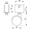 Мебельное колесо черное, d=40 с U-образным креплением (0)