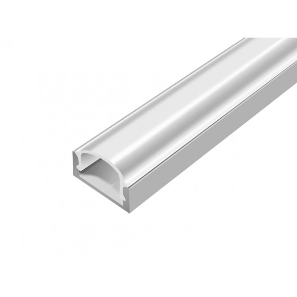 Профиль алюминиевый накладной для LED ленты L=2000 алюминий (рассеиватель белый матовый)