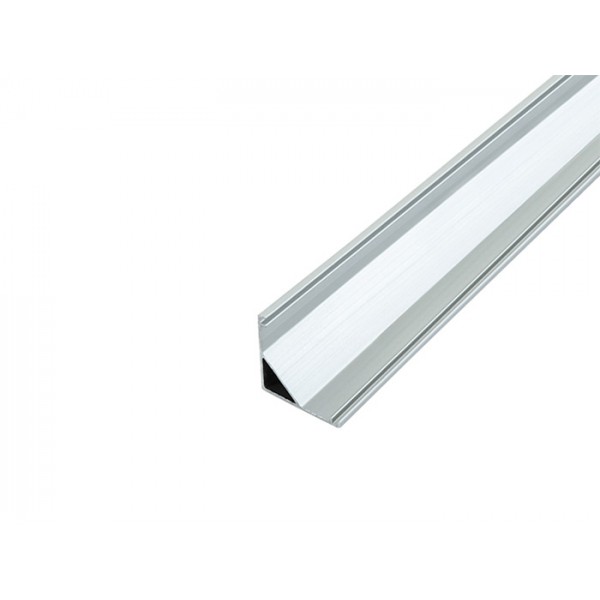 Профиль алюминиевый угловой для LED ленты L=2000 алюминий (рассеиватель белый матовый)